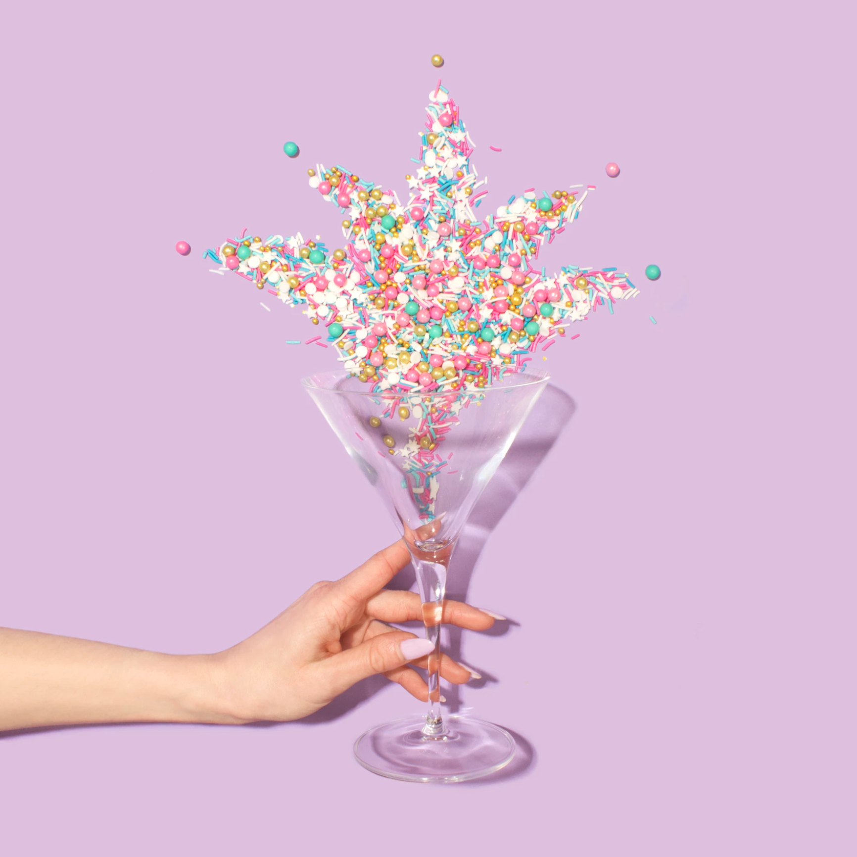 Wine glass with sprinkles
